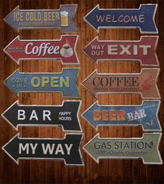 way out exit welcome ice cold beer bar arrow directional Tin Signs Retro Metal Sign Antique Painting Decor Wall Cafe Pub Shop Rest4482657