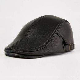 Ball Caps Spring Autumn Men Genuine Leather Duckbill Sheepskin Berets Hats With Visor Fashion Unisex Casual Baseball