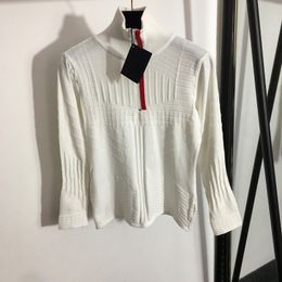Stand Collar Sweater Tops Girls Knit Tees Zipper Designer Slim Shirt Luxury Long Sleeve Ladies Sweater Top