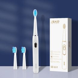 Toothbrush SEAGO Sonic Electric Toothbrush Rechargeable 4 Modes with 3 Replaceable Brush Heads 2 Min Smart Timer Portable for Travel Gift 231102