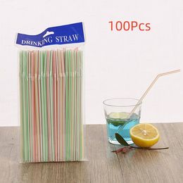 100 Pcs Flexible Plastic Straws For Juice Cocktail Smoothies Drinking Straws Multi Coloured Disposable Straw Party Supplies