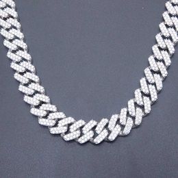 Usa White Gold Plated Iced Chain Cuban Diamonds Cuban Chain Silver Moissanite Cuban Chain