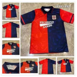 Qqq8 Cagliari Calcio 1990 1992 Retro Soccer Jerseys Home Joao Pedro Simeone Nainggolan Godin 90 92 Vintage Football Shirts