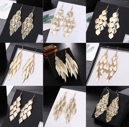 Dangle Earrings Alloy Geometric Fashion Drop Earring Jewelry Vintage Female Leaf Styles Fringed Tassel Gold Color