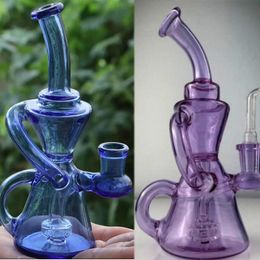 New Arrivial darkgreen Purple Green Fab Egg Recyler Glass Water Bongs 8 inch Shisha Bubbler Baker Bongs for Smoking