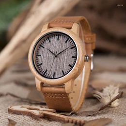 Wristwatches Top Brand BOBO BIRD Quartz Leather Men's Watches Luxury Bamboo Wristwatch Male Wood Watch Relojes Hombre Relogio Masculino