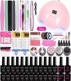 A4 Manicure Set Kit Professional LED Nail Lamp of Electric Nail Drill Gel Polish Set Base and Top Coat for Art Tools3816915