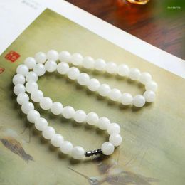 Pendants Natural White An Jade Beaded Necklace Women Healing Gemstone Fine Jewelry Genuine Hetian Jades Nephrite Round Beads Necklaces