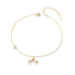 Anklets Trendy Fine Jewelry 14k 18k Gold Plated Mermaid Tail Chain Cubic Zircon 925 Sterling Silver Mixed Charm Anklets Beach for Women 231102