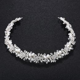 Headbands Luxury Clear Crystal Bridal Hair Vine Pearls Wedding Hair Jewellery Accessories Headpiece Women Rhinestone Pageant Crown Headbands 231102