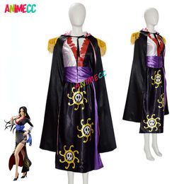 One Piece Cosplay Boa Han Costume Sexy Empire Black Kimono Dress Anime Clothing Halloween Costumes for Women cosplay