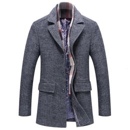 Men's Wool Blends Men Winter Woollen Business Casual Cashmere Trench Coats Man Overcoats Quality Male Long Jackets 5X 231102