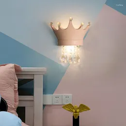 Wall Lamp Girl Bedside Lamps Crystal Pendant Crown Modern Luxury Children's Bedroom Princess Room Decor Night Lights Light