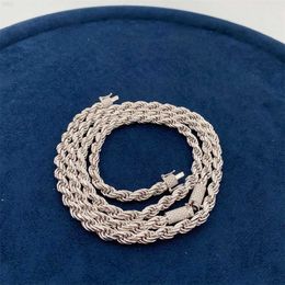Vendita di collana di corda in argento 925 massiccio con chiusura in moissanite ghiacciata da 6 mm per pendente