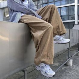Men's Pants Slim American Niche Design Retro Khaki Corduroy Wide Leg Straight Japanese Casual Y2k Clothes