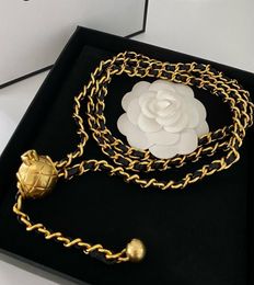 Runway Vintage Belt Necklace Sheepskin Famous Brand Ball Necklace Waistband Decorative Marked Logo Gold Link Chain Waist Chain Bel5938167