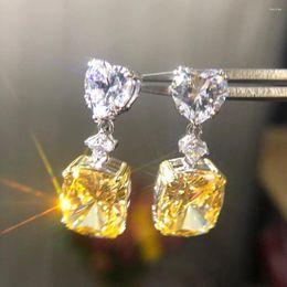 Stud Earrings 2023 High-quality -selling Retro S925 Silver Yellow Pendant Zircon Accessories Suitable For Workplace A
