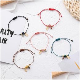 Chain Link Chain 2021 Fashion Weaving Single Circle Red Rope Bracelet Japanese Style Pink Lucky Beads Nafu Bangle Year Gifts Dhgarden Dhwbv