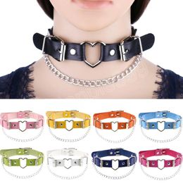 Men 16 Colours PU Leather Choker Statement Necklace For Women Girls Heart Tassel Pendant Collares Necklaces