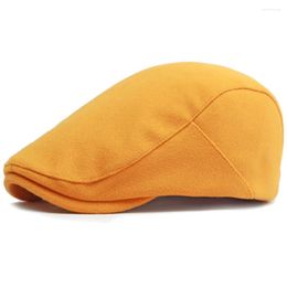 Berets HT4292 Beret Cap Autumn Winter Women Hat Solid Plain Artist Painter Adjustable Ivy Sboy Flat Men Wool