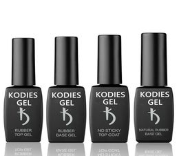 KODIES GEL 12ml8ml Rubber Base Coat Top Coat UV Gel Nail Polish Set Bright No Sticky Top No Wipe Strong Reinforce Base8954459