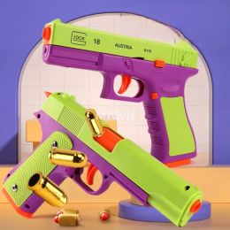 M1911 Toy Gun Shell Ejected Soft Bullet Pistol Manual with Bullets Multi Color Desert Eagle Blaster for Adults Kids Boys Birthday Gift