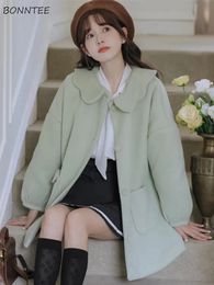 Women's Wool Blends Coat Kawaii Clothes S3XL Peter Pan Collar Sweet Girlish Winter Design Windproof Hipsters Kpop Aesthetics Vintage 231101