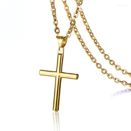 Pendant Necklaces Punk Stainless Steel Solid Cylindrical Cross Necklace For Men Women Rock Jewellery Drop