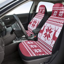 Car Seat Covers Christmas Reindeer Snowflake Geometric Print 2 Piece Set Universal Front Carseat Cushion For SUV Cars Trucks