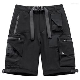 Men's Shorts Men's Summer Techwear With Functional Pockets High Street Tactical Cargo Short Pants Loose Fit Mechanic Bottoms
