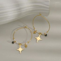 Hoop Earrings Handmade Crystal Beaded Circle For Women Stainless Steel Gold Colour Metal Star Jewellery Wholesale