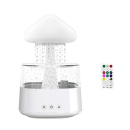 Rain Cloud Portable Humidifier Night Light Aromatherapy Essential Oil Diffuser with 7 Colors LED Lights Desk Fountain Water Drop Sound 450ml Remote control