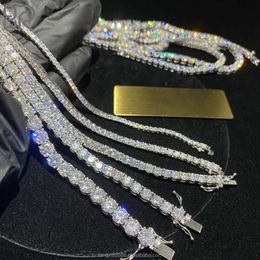 Wholesale Lab Grown Tennis Necklace High Quality Round Brilliant Cut Diamond 925 Silver Hip Hop Chain Fine