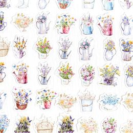 Gift Wrap 46 Pcs/lot Boxed Stickers Oil Painting Plant Flowers Ins Wind Curtain Decorative Materials Scrapbooking