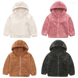 Jackets Spring Autumn Kids Jacket Hooded Zipper Fashion Plush Boys Outerwear Christmas Girls Coat 5 6 7 8 9 10 Years Children Clothing