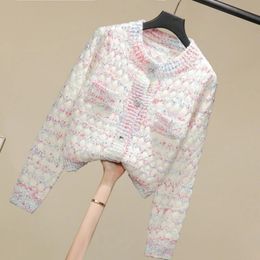 Women's Sweaters Knitted sweater autumn and winter fashionable foreign style cardigan with diamond metal buckle bottom 231101