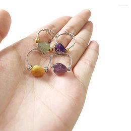 Cluster Rings Creative Handmade Wire Wrapped Irregular Natural Stone Healing Bohemia Crystal Agate Opening