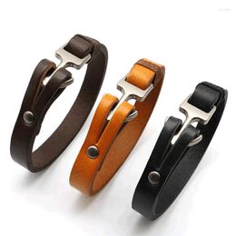 Bangle European And American Fashion Men Punk Style Bracelet Simple Everything Cowhide Glossy Personality Accessories