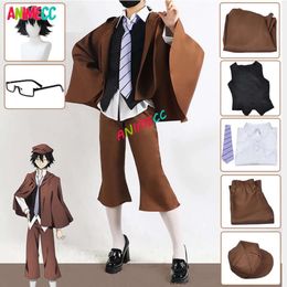 Edogawa Rampo Anime Bungo Stray Dogs Cosplay Costume Wig Glasses Halloween Party Unisex Uniform for Men Women cosplay