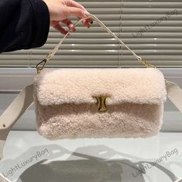 Winter Style Designer Crossbody Bag For Women Fashion Lambs Wool Hobo Fur Handbags Chain Shoulder Bag Lady's Handbag Saddle Bag Underarm Bag 231101