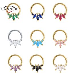 Hoop Earrings & Huggie Sterling Silver Round Pierced Cartilage For Women Zircon Nose Ring Earring Fine JewelryHoop &Hoop