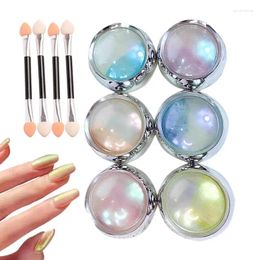 Nail Glitter 6 Colours Chrome Powder Long Lasting Aurora Shine Holographic Art Christmas Birthday Gift For Women