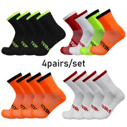 Sports Socks 4pairs/set Cycling Sports Socks Comfortable Breathable Pro Cycling Race Socks Outdoor Mountain Bike Socks Calcetines Ciclismo 231102