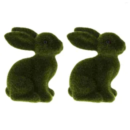 Decorative Flowers 2PCS Figurine Miniature Figures Flocked Moss Figurines Decorations