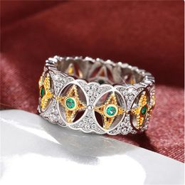 Vintage Lab Emerald Diamond Finger Ring 925 Sterling silver Party Wedding band Rings for Women Men Engagement Jewellery Gift