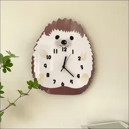 Wall Clocks Cartoon Hedgehog Creative Decoration Hanging Clock Living Room Bedroom Cute Silent