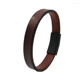 Bangle 2023 Retro Fashion Simple Smooth Cowhide Men's Bracelet Magnet Buckle Everything Casual Accessories