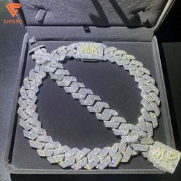 Lifeng 24mm Vvs Moissanite Cuban Link Chain Ice Custom Diamond Silver Miami Necklace for Men