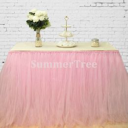 Table Skirt Pink 1 Meter x 80cm Tulle Table Skirt Wonderland Table Tutu Skirting Wedding Birthday Baby Shower Party Decoration 231019