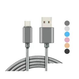 Cell Phone Cables Metal Housing Braided Micro Usb 2A Durable High Speed Charging Type C Fast Charger For Android Smart Drop Delivery Dhydo